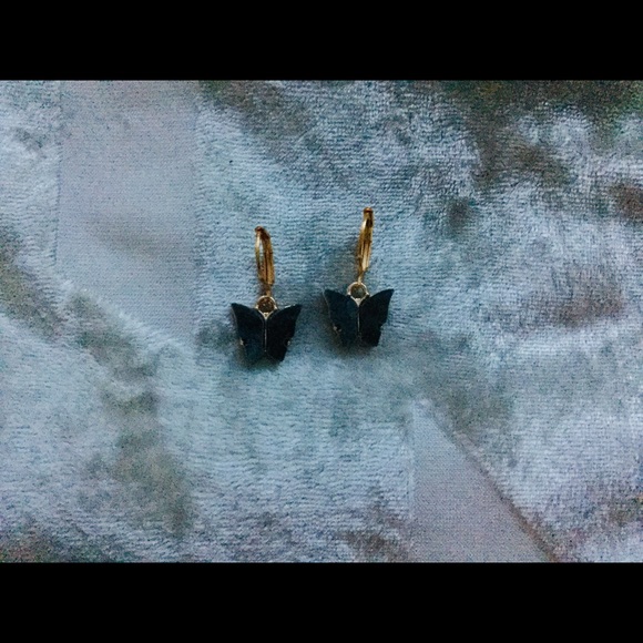 Black Butterfly Earrings - Picture 2 of 4